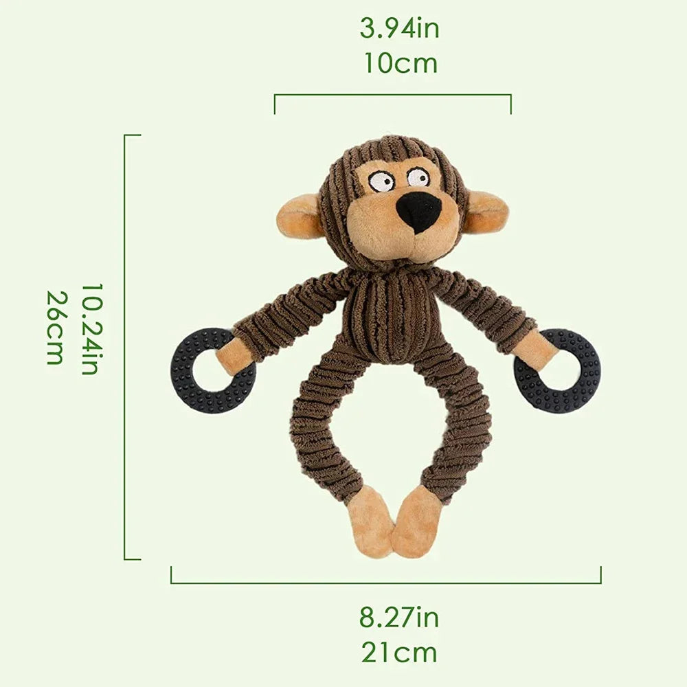 Monkey Plush Puppy Toy – Squeaky Chew & Training Toy for Small Dogs 🐵🐶