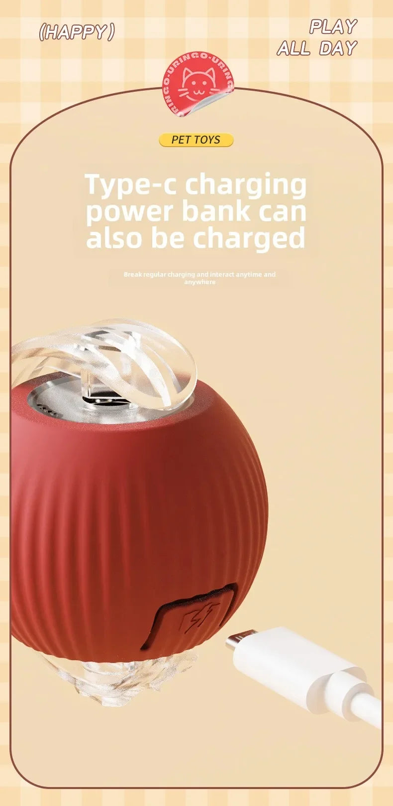 Smart Rolling Ball Toy – Rechargeable Interactive Toy for Cats & Dogs