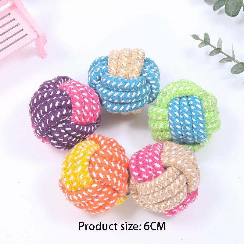 Mini Cotton Rope Dog Ball – Interactive Chew & Toothbrush Toy for Puppies