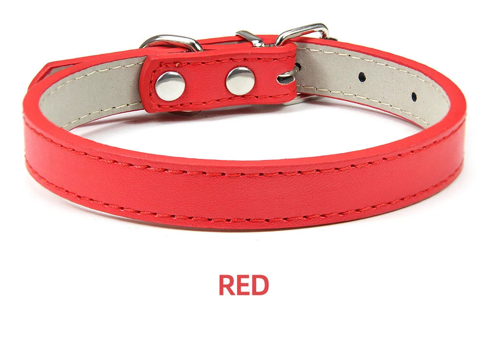 Soft Leather Adjustable Dog Collar – Safe & Stylish for Dogs and Cats