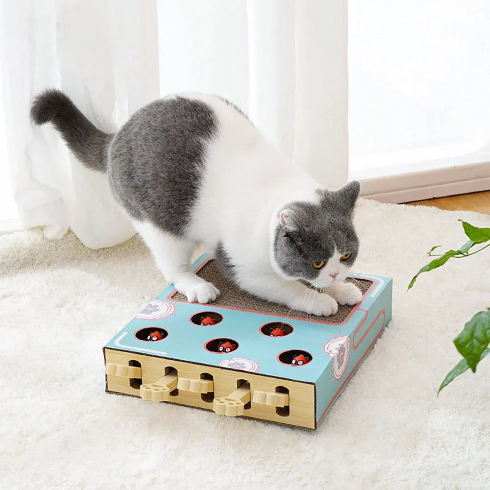 Whack-a-Mole Cat Toy – Interactive Scratching Board & Claw Grinder