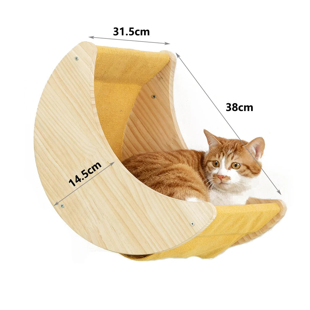 🐾 Wall-Mounted Cat Climbing Rope with Solid Wooden Pedals – Indoor Kitten Training & Claw Grinding Furniture