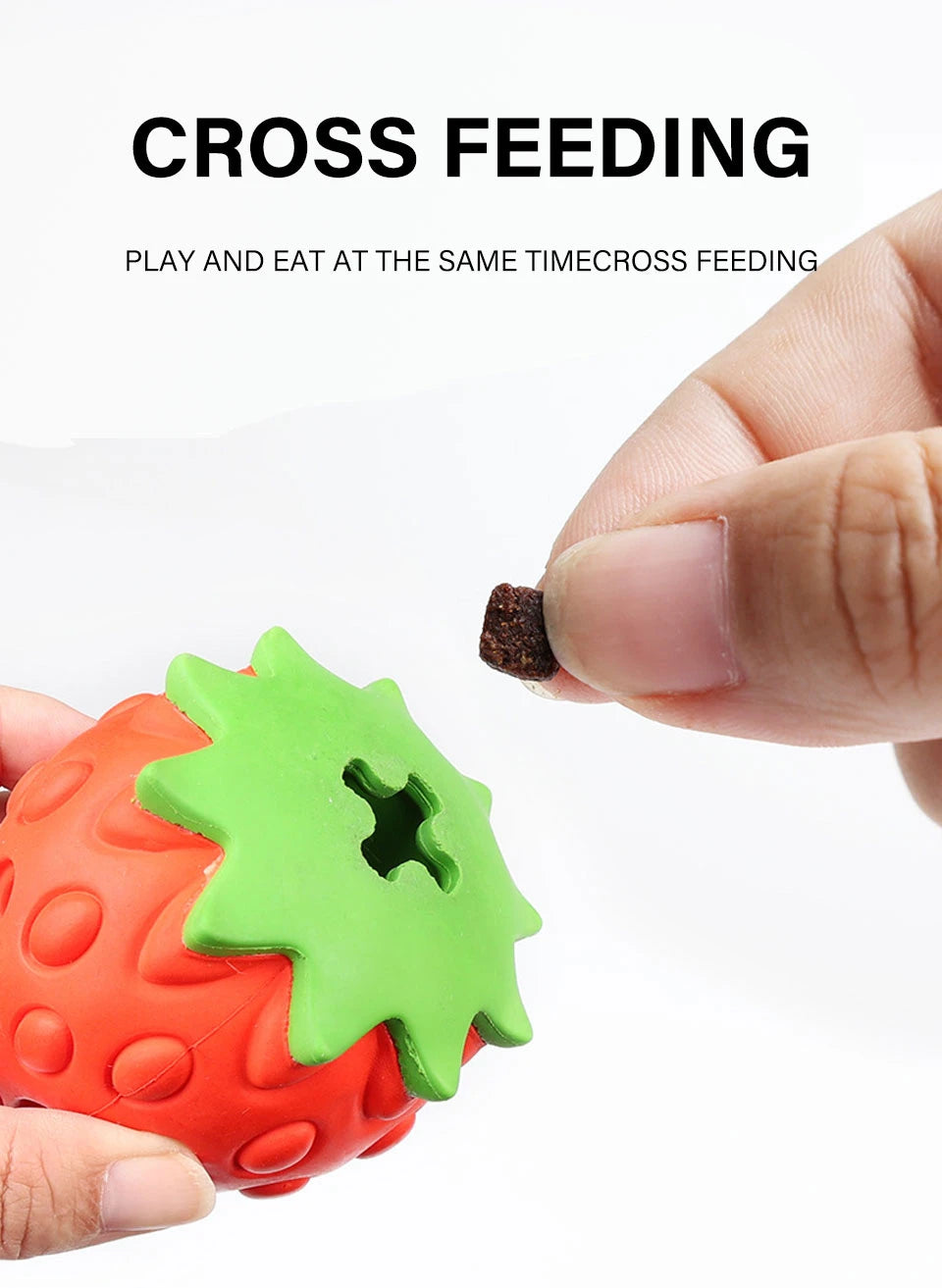 DualPet Strawberry-Shaped Dog Chew Toy – Durable Rubber Food Dispenser for Interactive Play