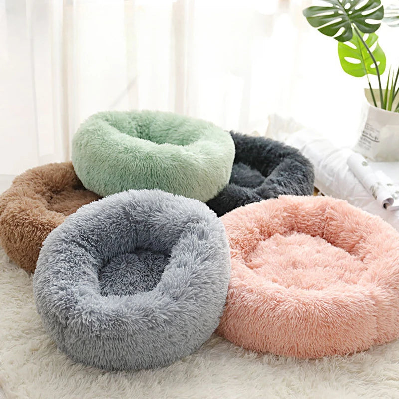 Home Plush Pet Nest – Warm Detachable & Washable Round Cat & Dog Bed