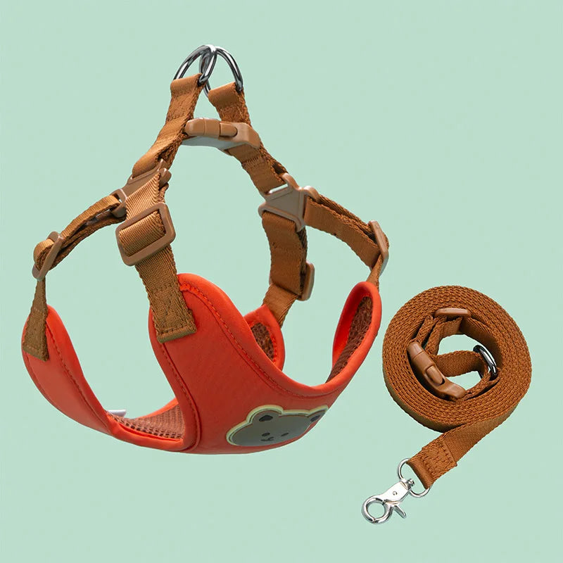 🐾 Breathable Pet Dog Harness & Leash Set – For Small & Medium Dogs & Cats
