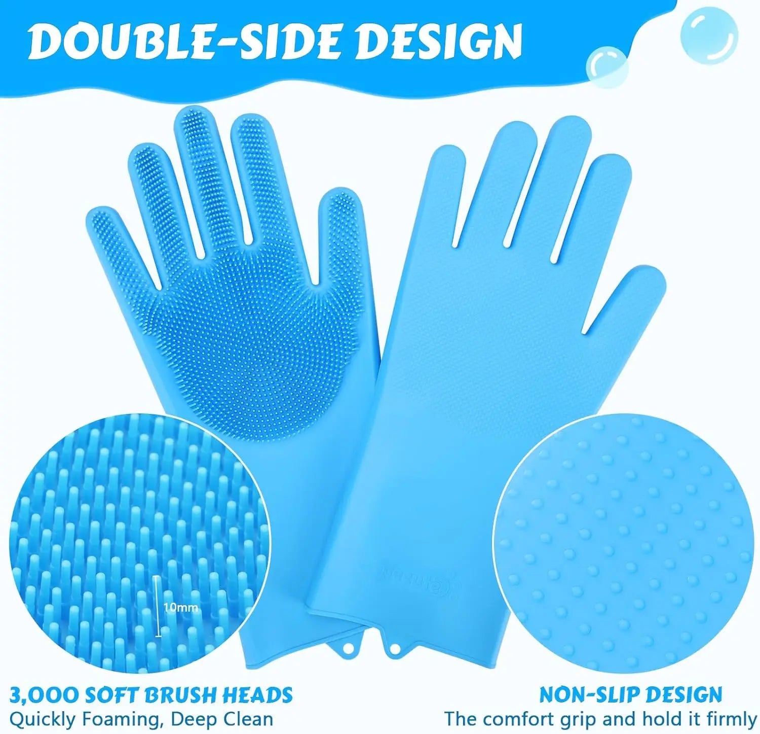 Pet Grooming Gloves for Dogs & Cats – Silicone Bathing, Hair Removal & Cleaning Gloves with Skin Protection