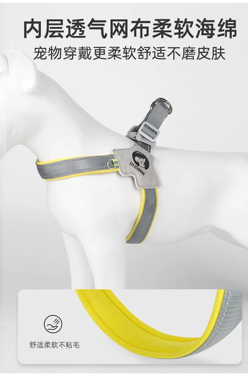 🐶 Adjustable Reflective Mesh Dog Harness – Pet Vest for Small & Large Dogs and Cats