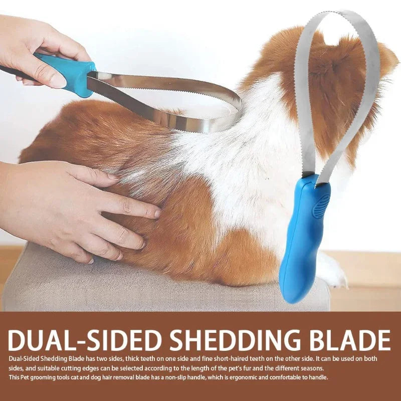 Dual-Sided Metal Shedding Blade – Pet Grooming Sweat Scraper Brush for Dogs & Horses