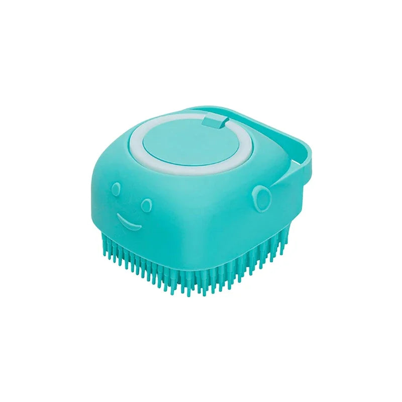 2-in-1 Dog Bathing Brush with Shampoo Dispenser – Soft Silicone Pet Massage & Grooming Brush for Dogs & Cats