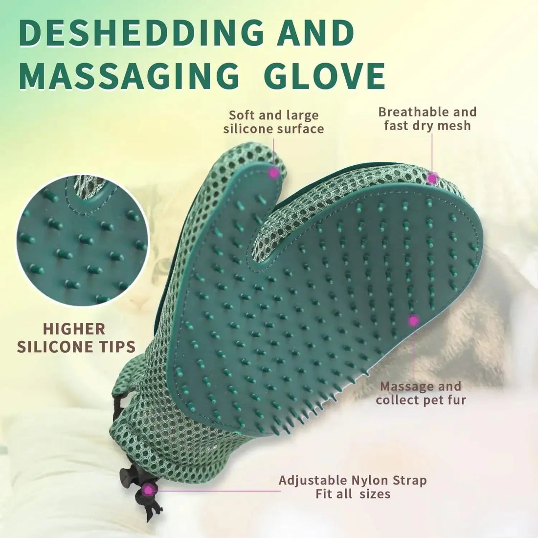 2-in-1 Cat Hair Glove & Pet Fur Remover – Grooming Glove Brush for Shedding