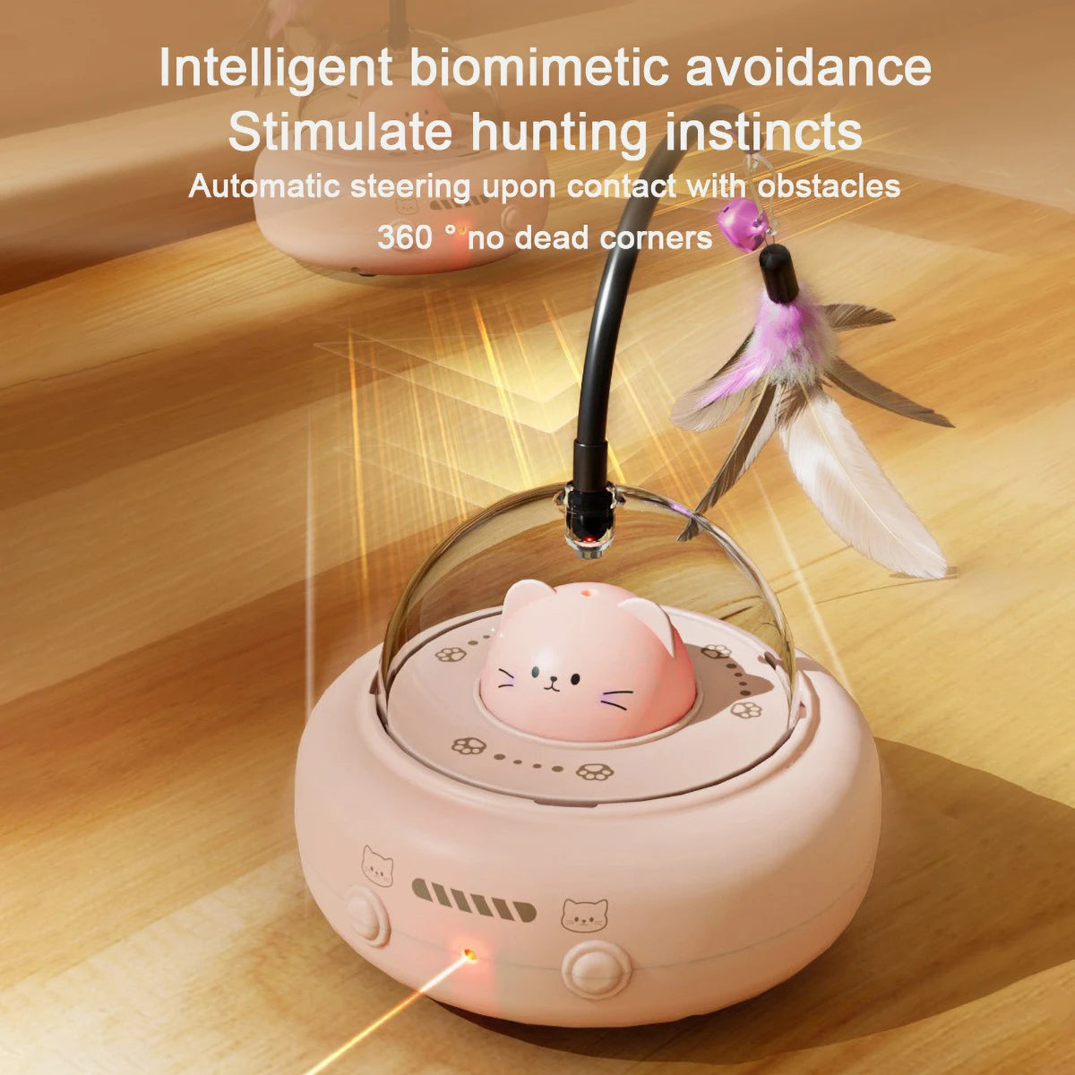 Intelligent Red Dot Laser Cat Toy – Rainbow Light & Obstacle Avoidance Teaser
