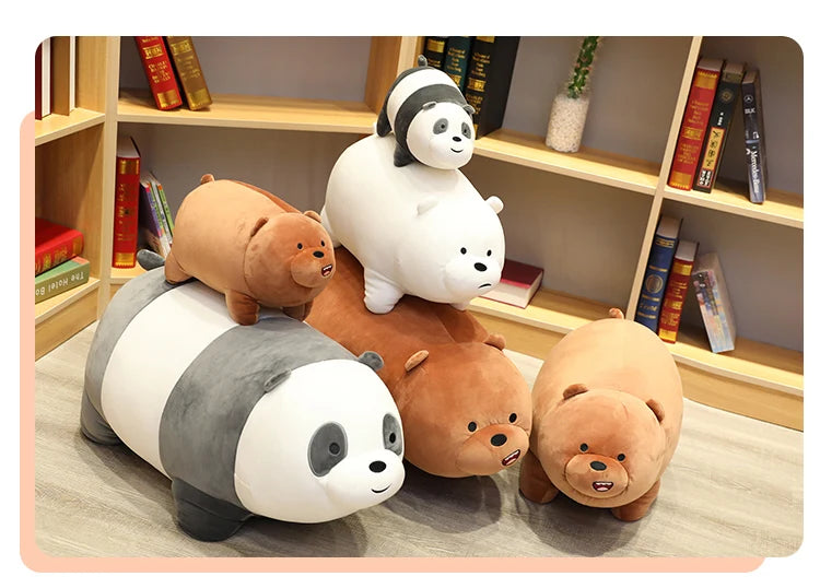 🧸 Original We Bare Bears Plush Toys – Grizzly, Panda & Ice Bear Stuffed Dolls 🐻🐼❄️