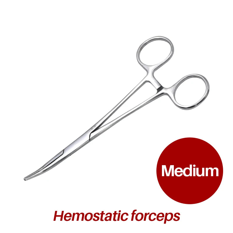 Stainless Steel Hemostatic Clamp Forceps – 18cm/16cm/14cm Straight & Curved Tips Surgical Tools