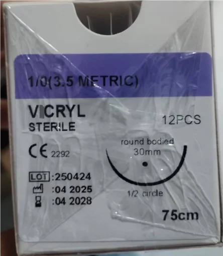 12pcs Absorbable Suture Thread with Needle – Veterinary PGA 75CM for Pet Surgery & Training (2/0 3/0 4/0 5/0)