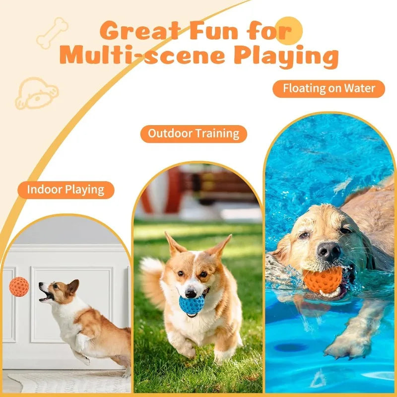 2pc Indestructible Squeaky Dog Balls – Natural Rubber Teething Chew Toys for Aggressive Chewers