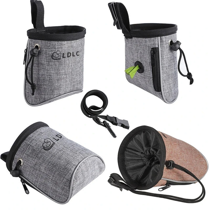 Dog Treat Training Pouch with Built-in Poop Bag Dispenser – Outdoor Pet Training Bag for Toys, Kibble & Treats