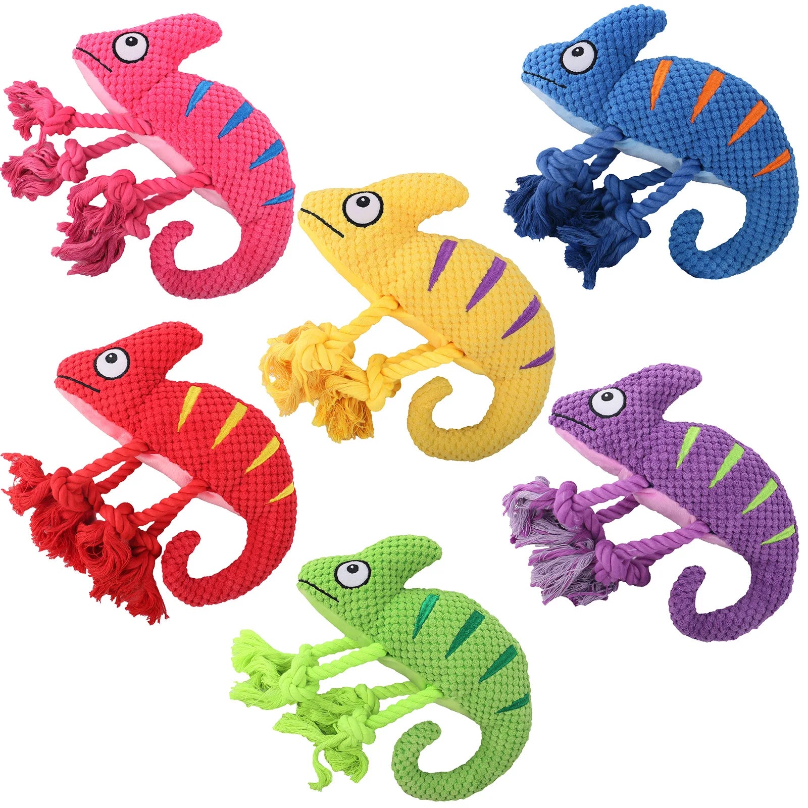 Chameleon Plush Dog Toy – Squeaky, Bite-Resistant Chew 🦎🐾