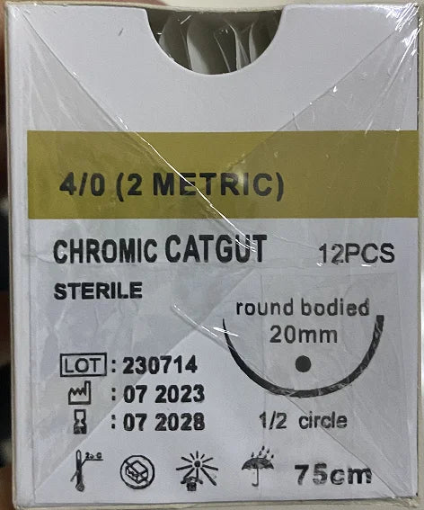 12pcs Absorbable Suture Thread with Needle – Veterinary PGA 75CM for Pet Surgery & Training (2/0 3/0 4/0 5/0)