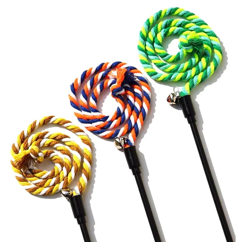 🐾 Cat Toy Interactive Teasing Rod – Rope Chase & Chew Wand for Kittens