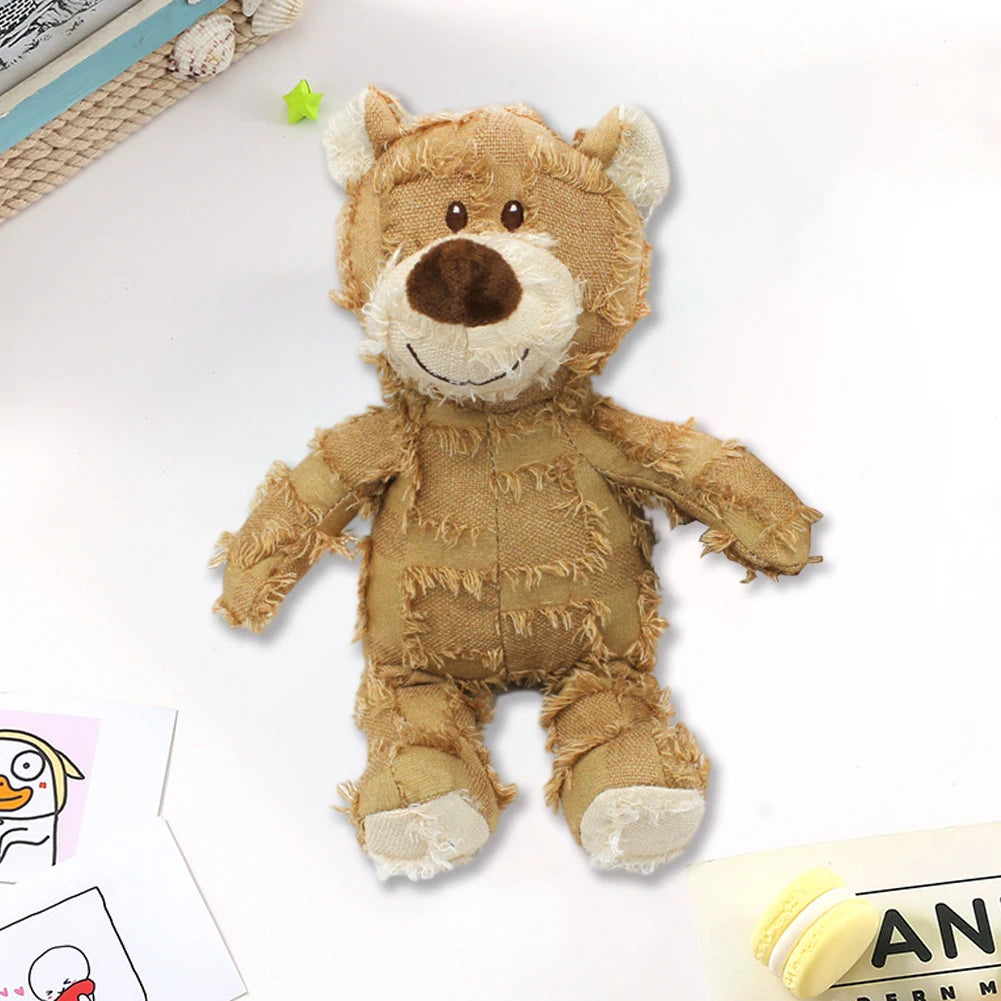Bear-Shaped Companion Chew Toy – Indestructible Squeaky Plush for Small & Large Dogs