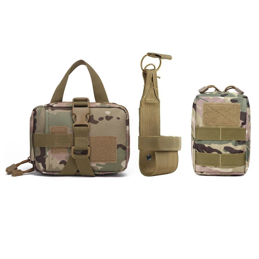 🎒 3Pcs Dog Tactical Bags Set – Molle Pouches & Bottle Holder for Harness Vests 🐾