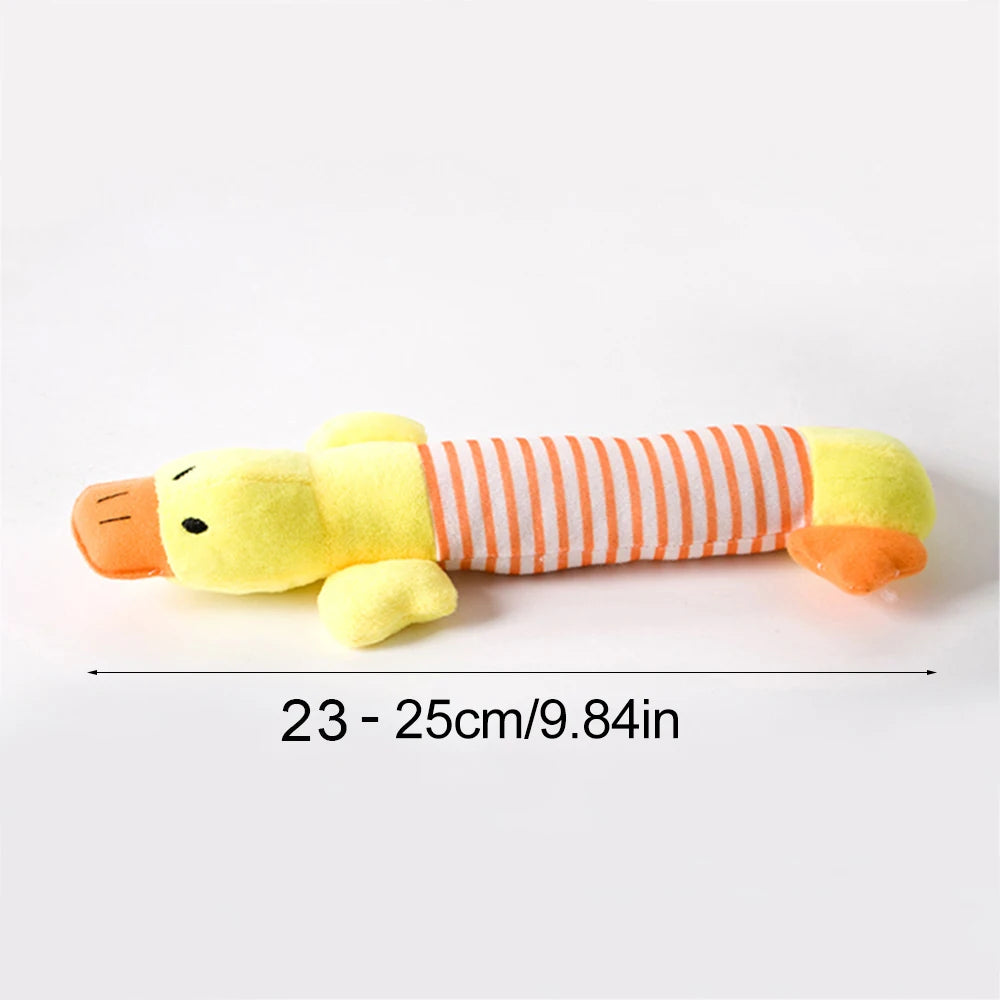 Plush Duck Squeaky Dog Toy – Chew Rope Toy for Teeth Cleaning & Play