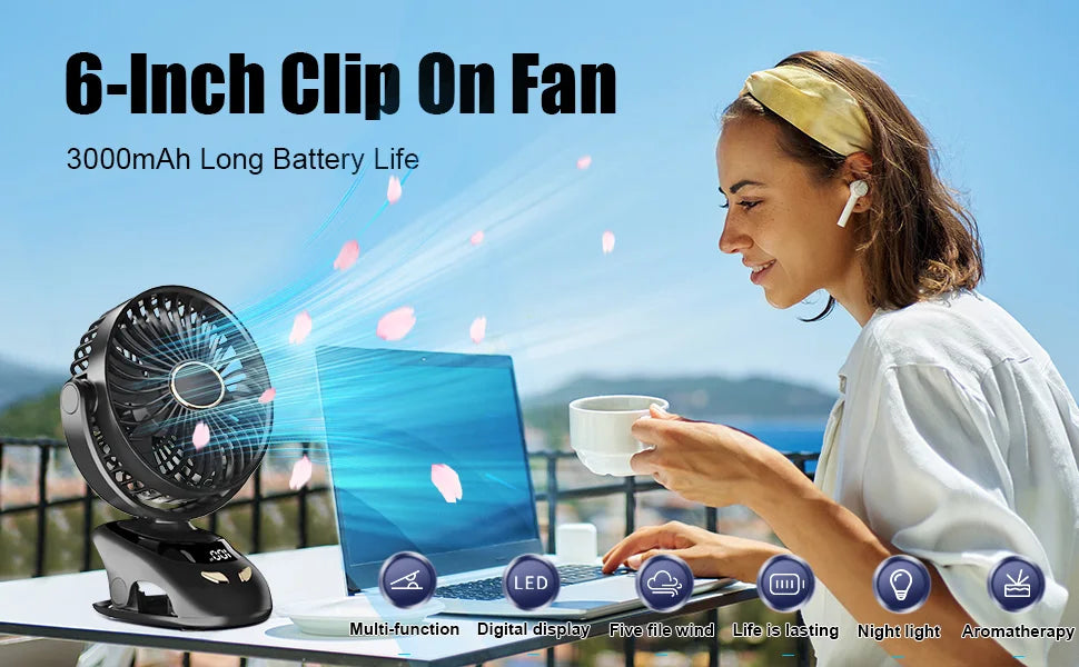 Portable USB Personal Fan for Home, Office, Travel, Bed, Stroller, Camping & Golf Cart