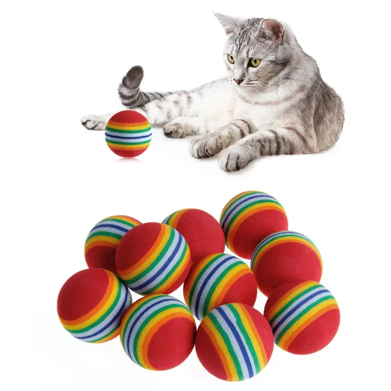 10Pcs Colorful Interactive Cat Toy Balls – Chewing, Rattle & Scratch Foam Balls for Kittens and Cats
