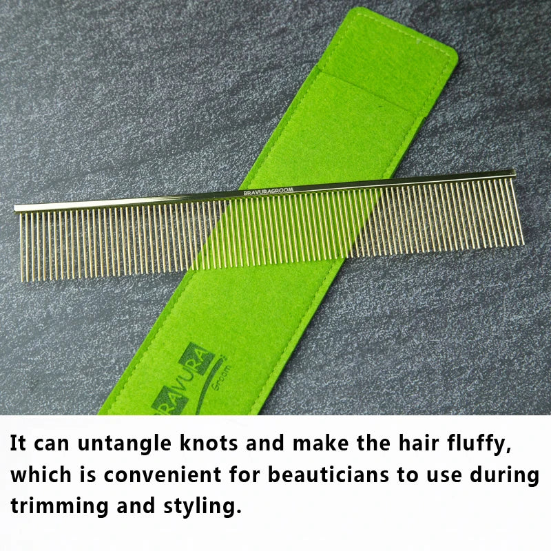 BAVURA Stainless Steel Pet Dematting Comb – Grooming Tool for Dogs & Cats | Removes Loose Undercoat, Mats & Tangles