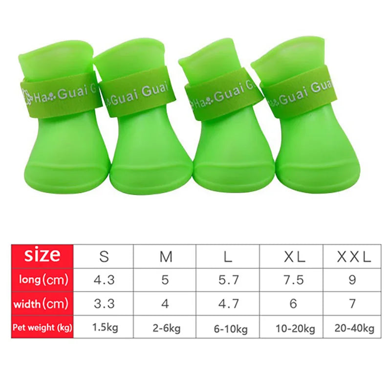 4Pcs Waterproof Dog Rain Shoes – Anti-Slip Rubber Boots for Small, Medium & Large Dogs