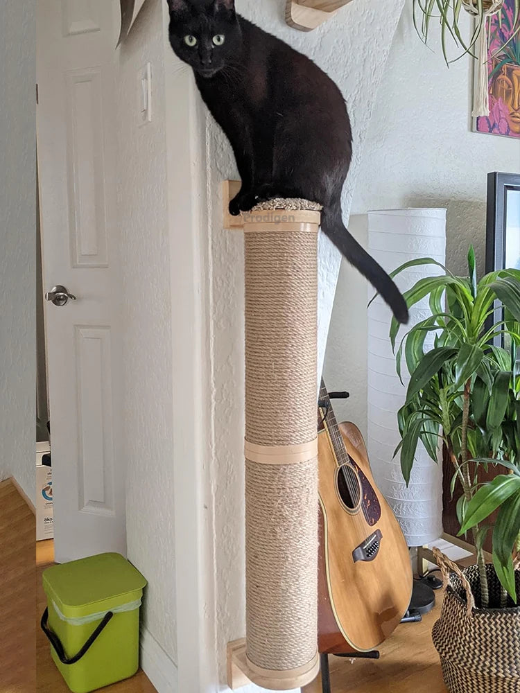 🐾 Wall-Mounted Cat Scratching Post – Wooden Kitten Tree with Thick Columns for Large Cats