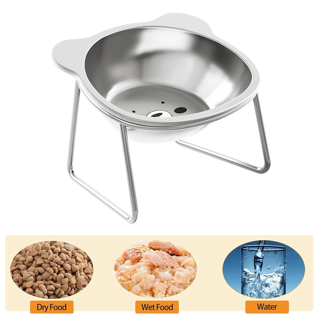 Stainless Steel Cat Food Bowl with Metal Stand