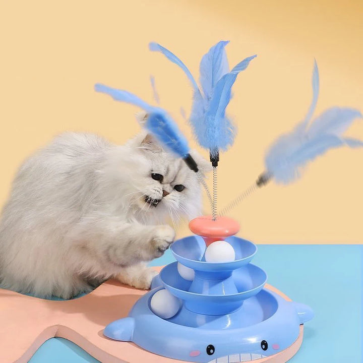 Self-Amusement Cat Turntable Toy – Automatic Fun Cat Ball & Stick Toy