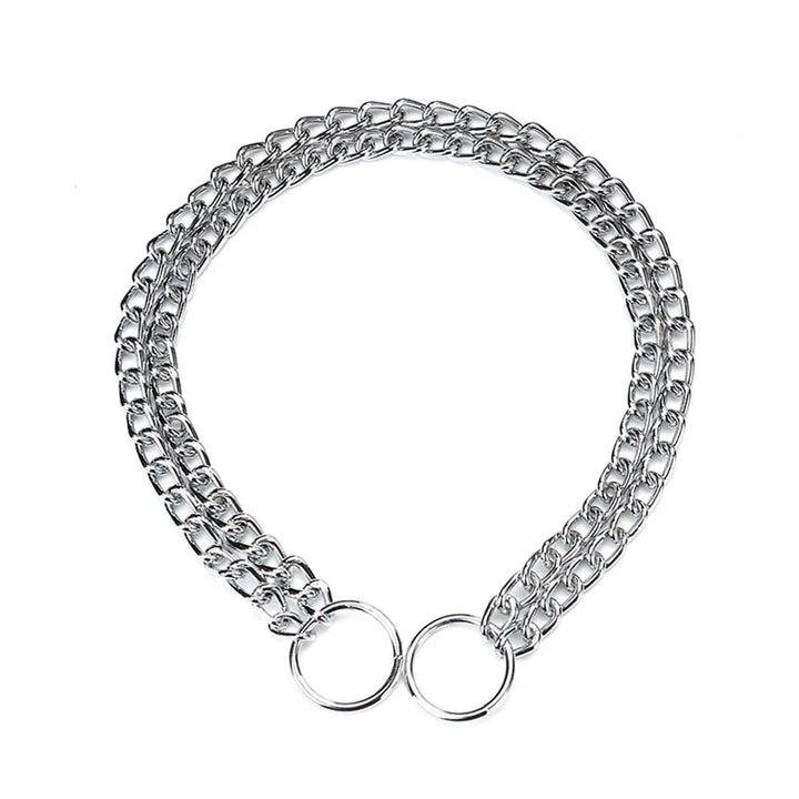 Double Row Stainless Steel Choke Collar – Adjustable Slip P Chain Dog Training Collar for Medium & Large Dogs