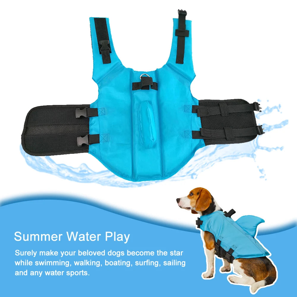 🦈 Shark Dog Life Jacket – Buoyant Safety Swim Vest with Handle for Small to Large Dogs