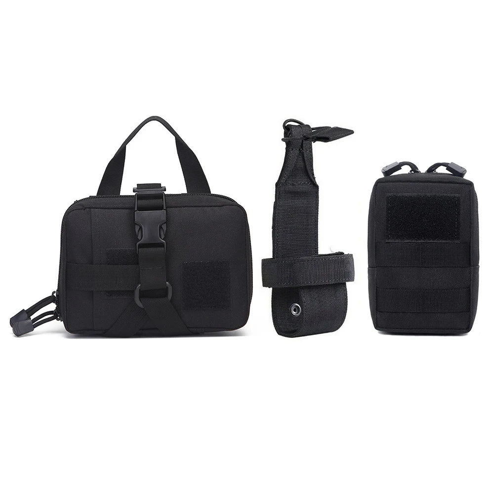 🎒 3Pcs Dog Tactical Bags Set – Molle Pouches & Bottle Holder for Harness Vests 🐾