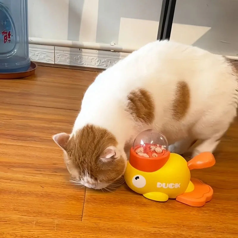 Yellow Duck-Shaped Interactive Treat Dispenser – Slow Feeder & Puzzle Toy for Cats & Dogs