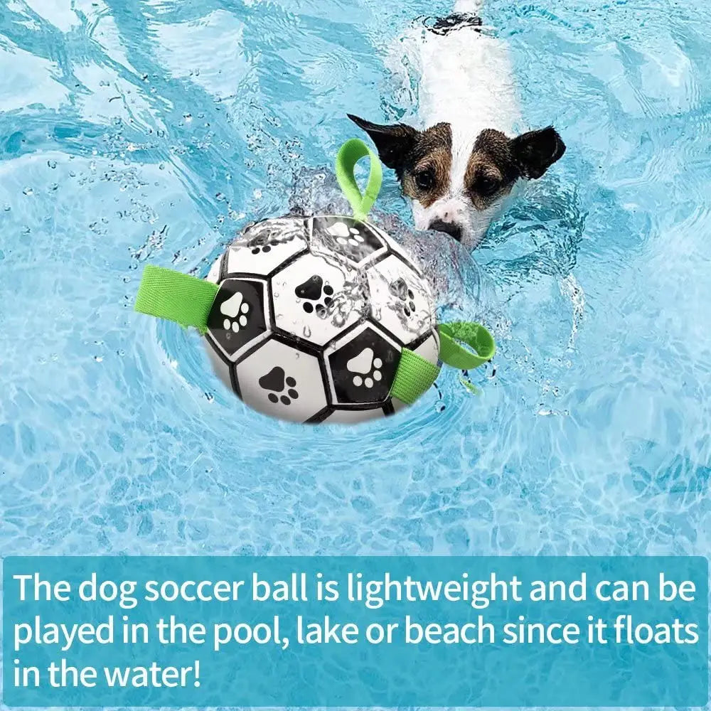 Interactive Dog Soccer Ball Toy with Grab Tabs – Durable Outdoor Pet Football for Puppies & Medium
