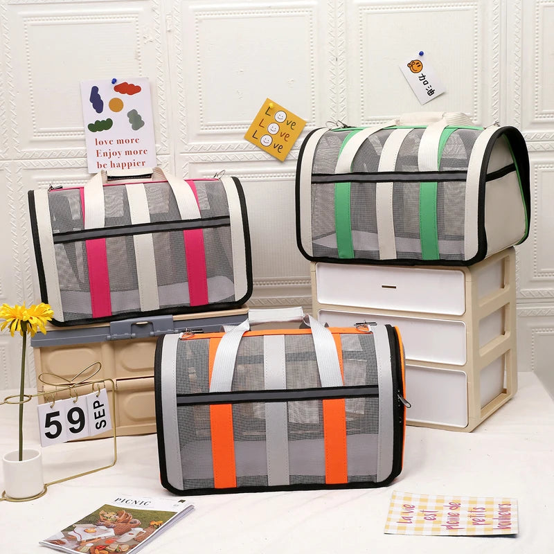 Foldable Pet Carrying Bag – Portable Mesh Handbag for Small to Medium Dogs & Cats