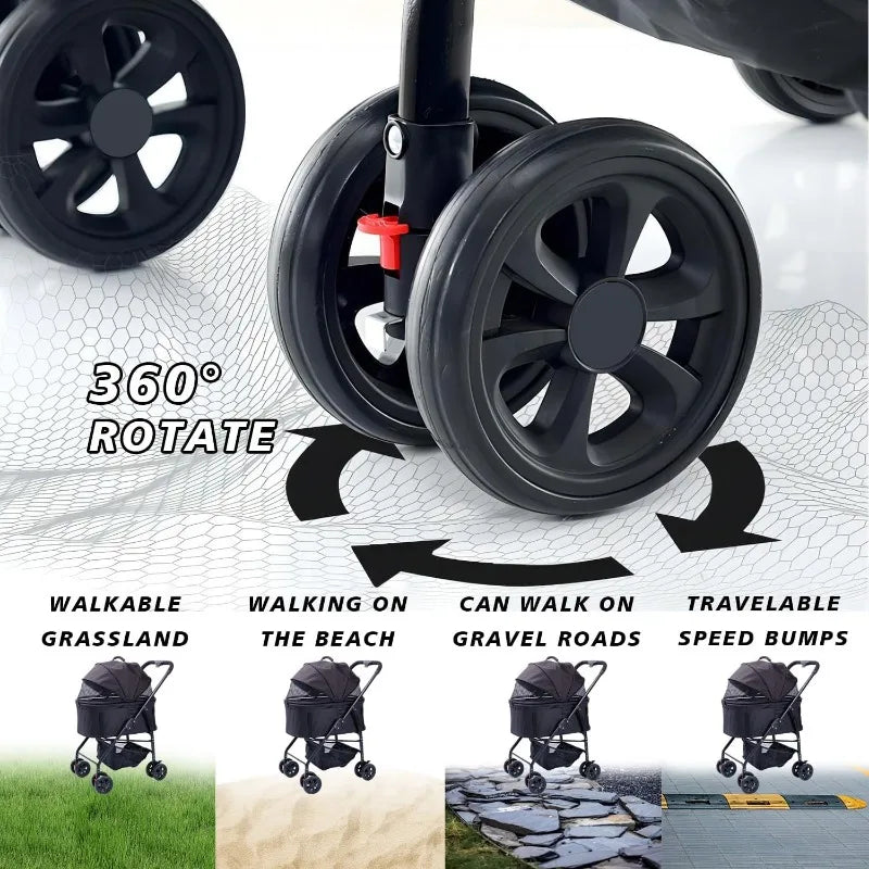 Pet Stroller for Dogs & Cats – Lightweight, Foldable, Travel-Friendly