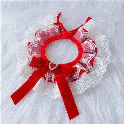 Plaid Dog Bow Bib & Bandana 🐾 Lace Collar Scarf for Pets