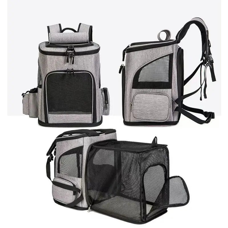 Breathable Expandable Pet Carrier Backpack – Foldable Cat & Dog Travel Bag with Large Capacity for Outdoor Trips & Vet Visits