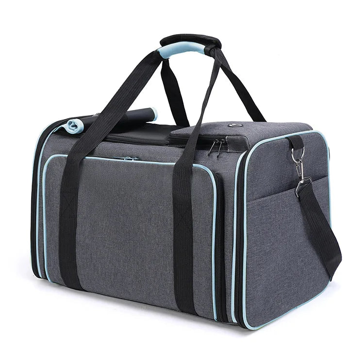 Foldable Expandable Cat Carrier Bag – Large Capacity, Breathable Travel Handbag for Cats & Small Dogs