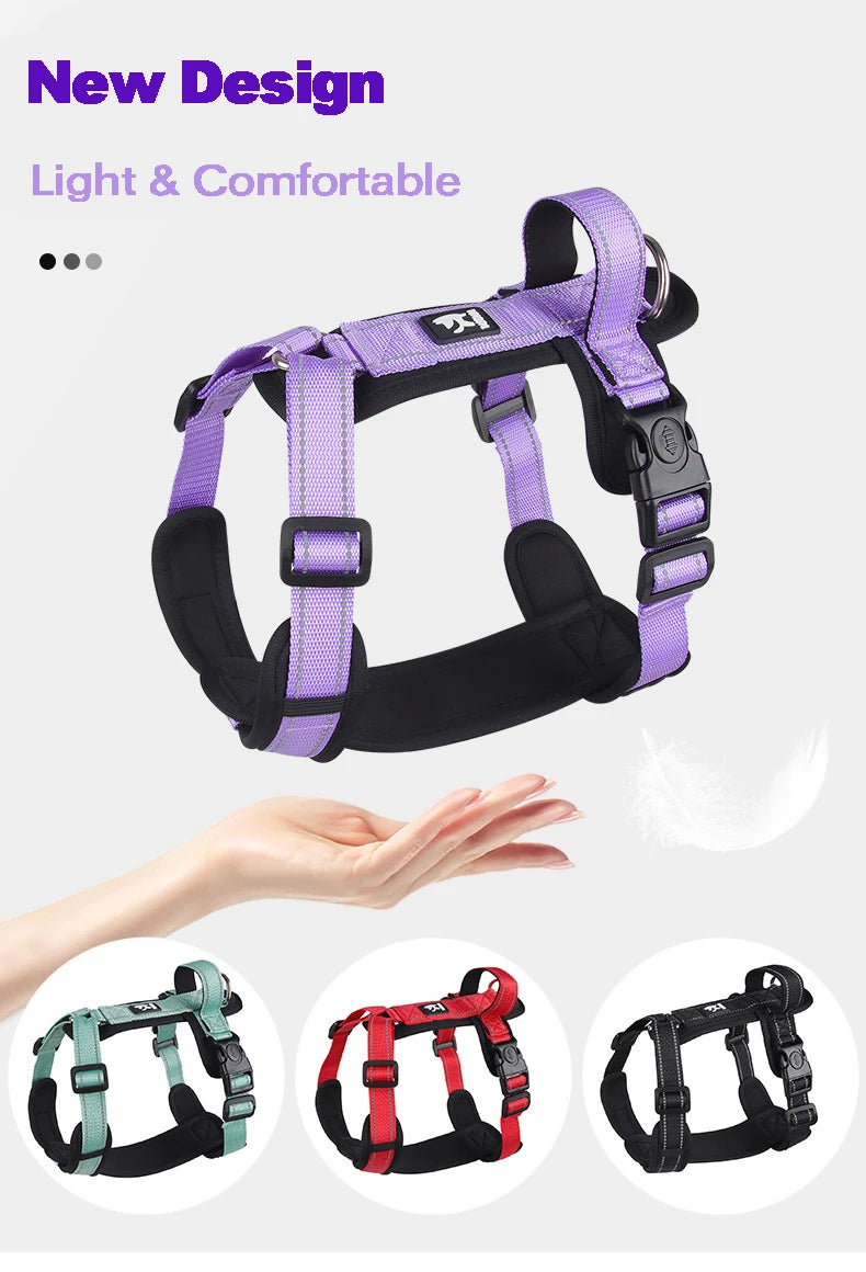 🐶 Reflective Dog Harness with Handle – Adjustable Vest for Easy Control