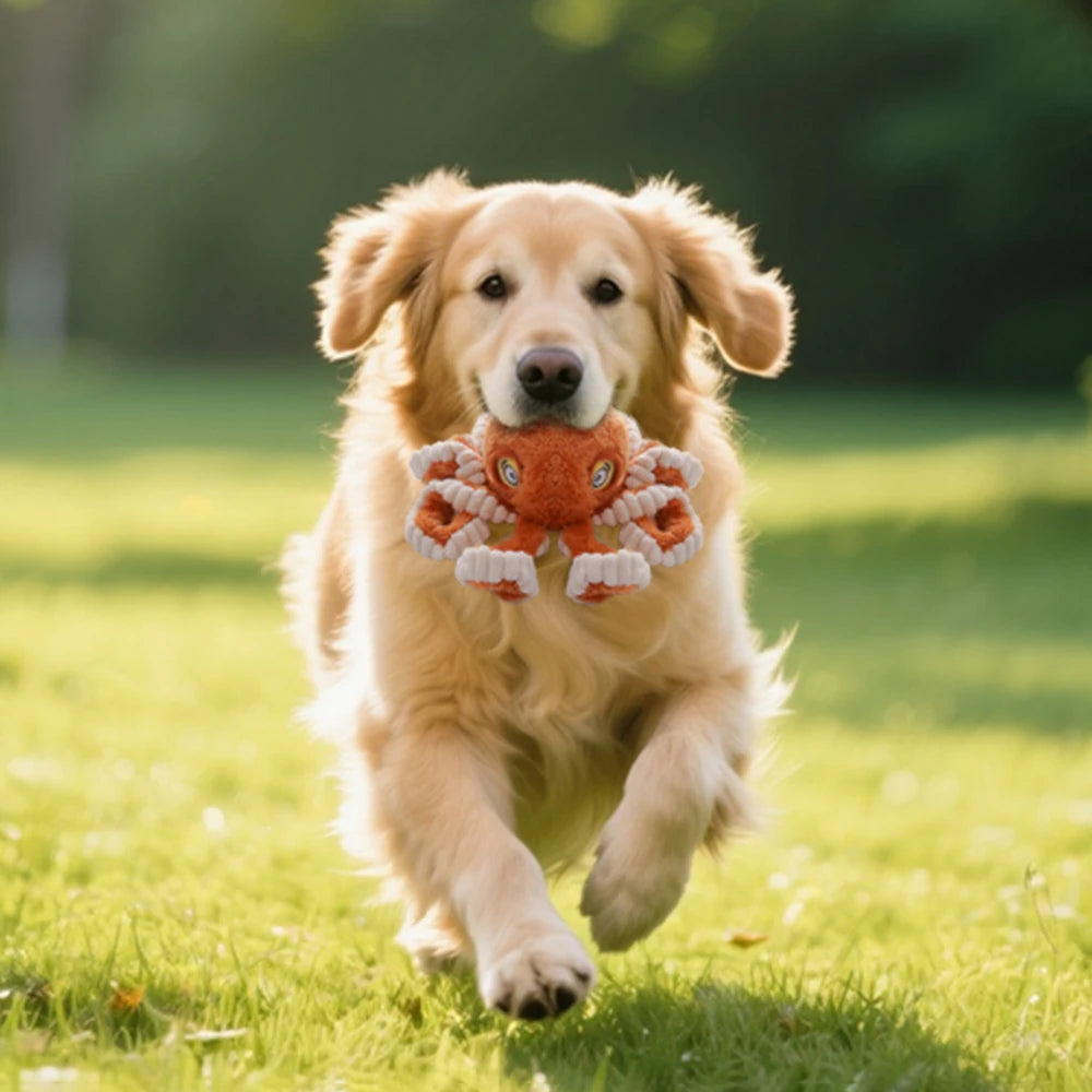 🐙 Plush Octopus Dog Toy – Squeaky Chew Toy for Interactive Play & Boredom Relief 🐾🎵