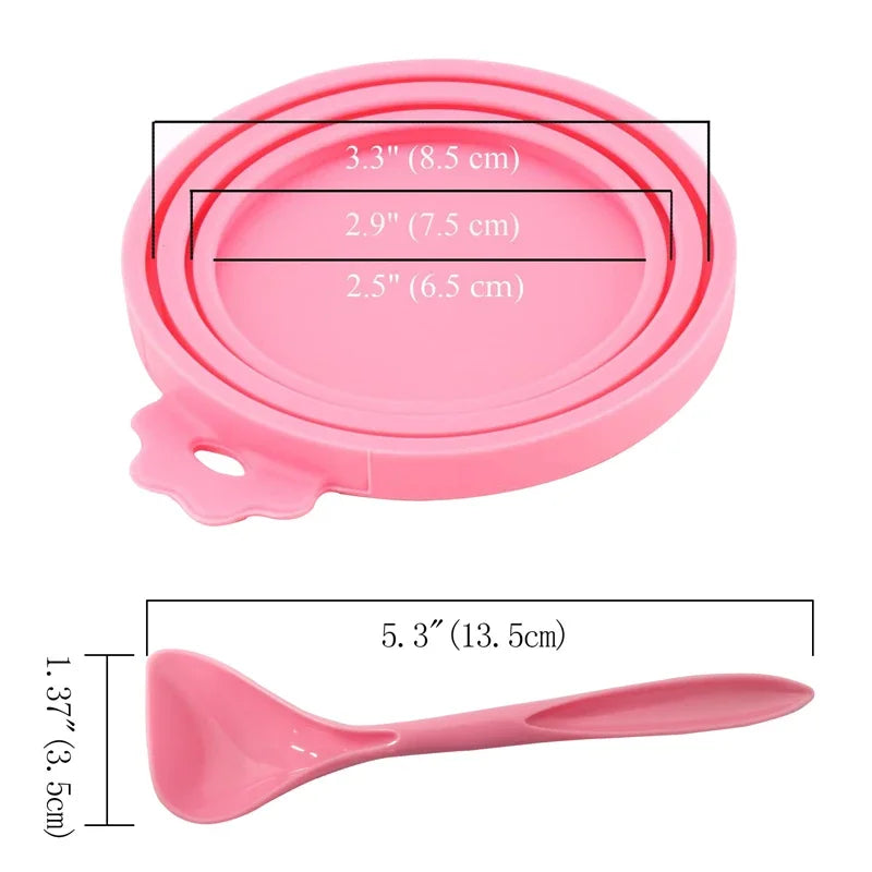 2pcs Reusable Pet Food Can Covers with Spoon – Silicone Lid Seal 🐾🥫