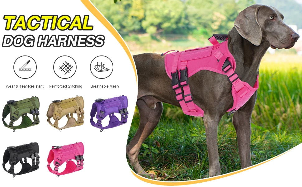 🛡️ Tactical Chest Strap Dog Harness – Heavy-Duty Outdoor Control for Large Dogs 🐕