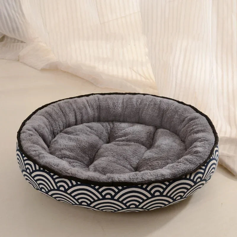 Double-Sided Soft Cotton Dog Bed – Washable Warm Cushion Basket for Small & Medium Dogs