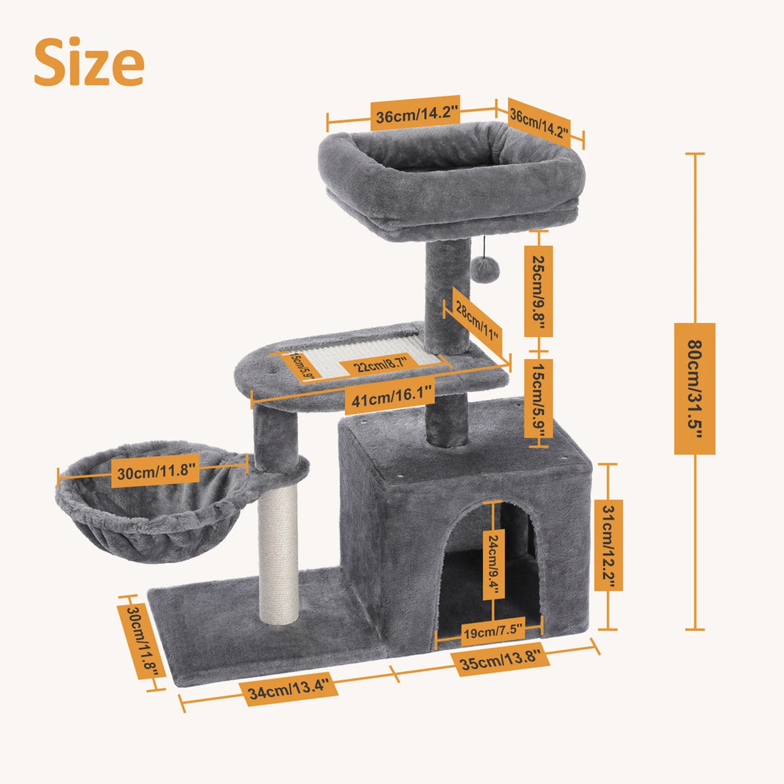 Cat Tree Tower – Scratching Posts, Hammock & Perch