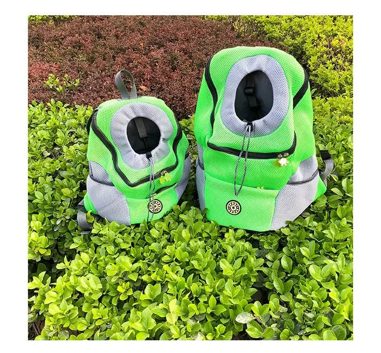 Double Shoulder Pet Carrier Backpack – Portable Mesh Dog Travel Bag for Outdoor Adventures